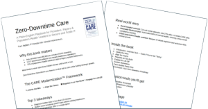 Snapshot of 2 pages from the 2-Page Overview document for the book Zero-Downtime Care